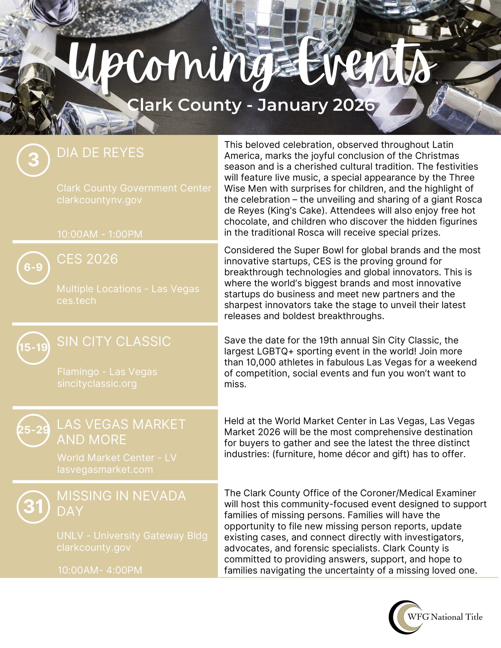 Las Vegas - January 2026 Event Calendar